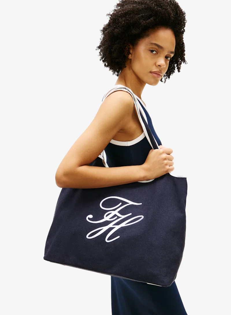 TOMMY HILFIGER Canvas Beach Tote Bag WiPouch